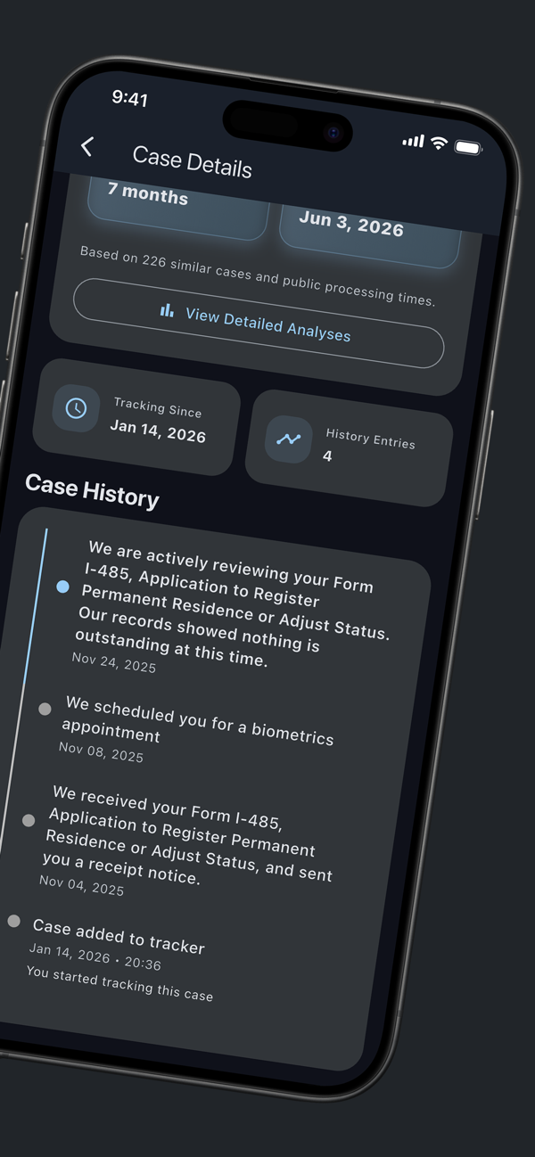 Case history screen