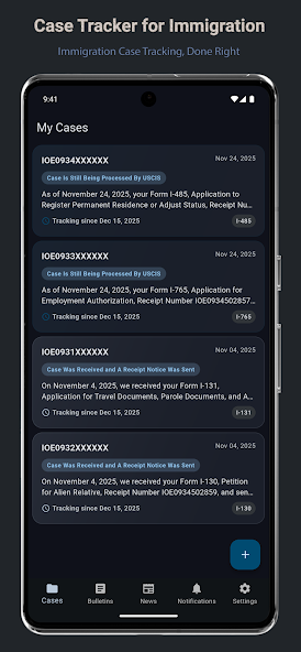 Android My Cases screen